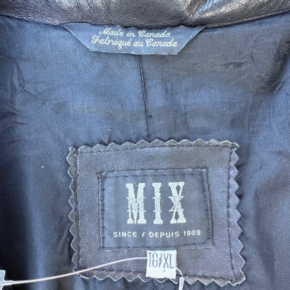 🖤 Classic Vintage Black Leather Coat - MIX Since 1989 - Made in Canada - Sz XL - Picture 13 of 14